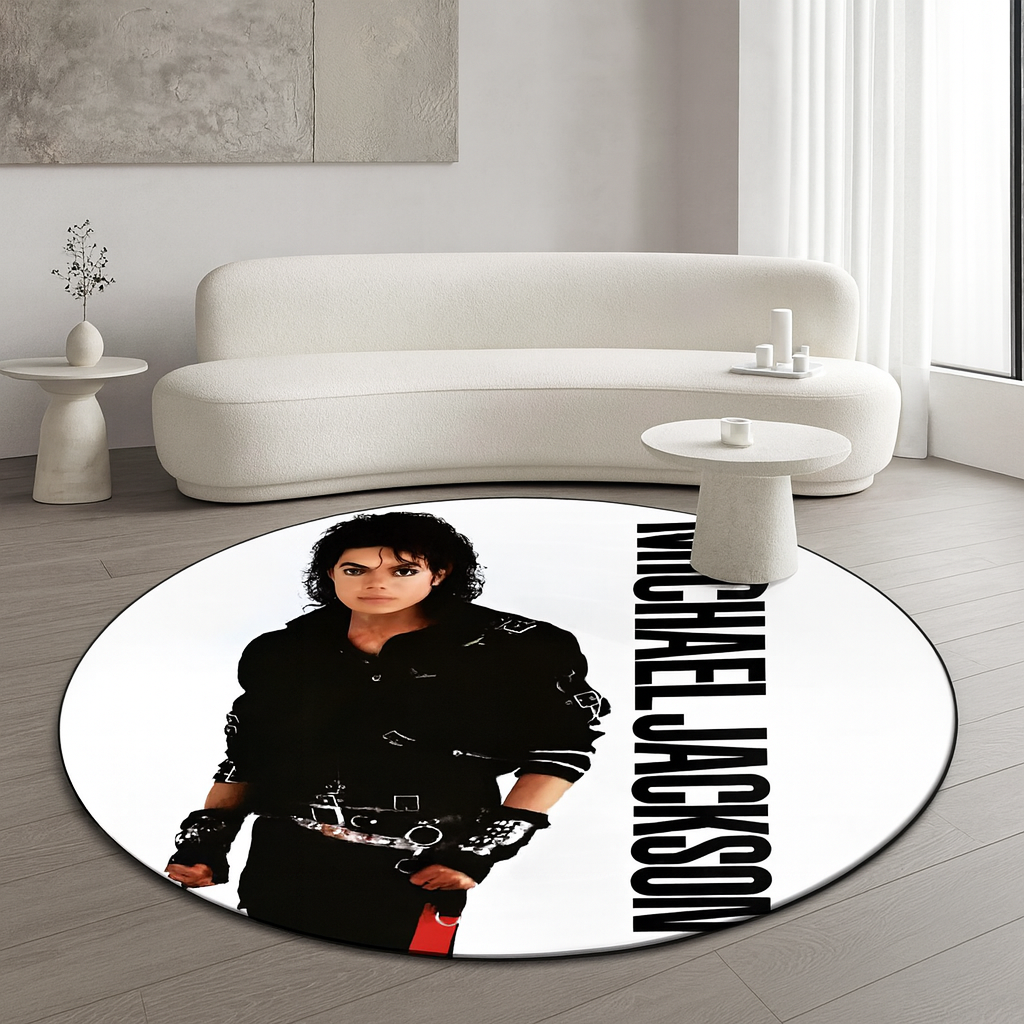 Michael Jackson Rug, Round Rug for Living Room, Bedroom, Sofa Decoration, Non-Slip Carpet